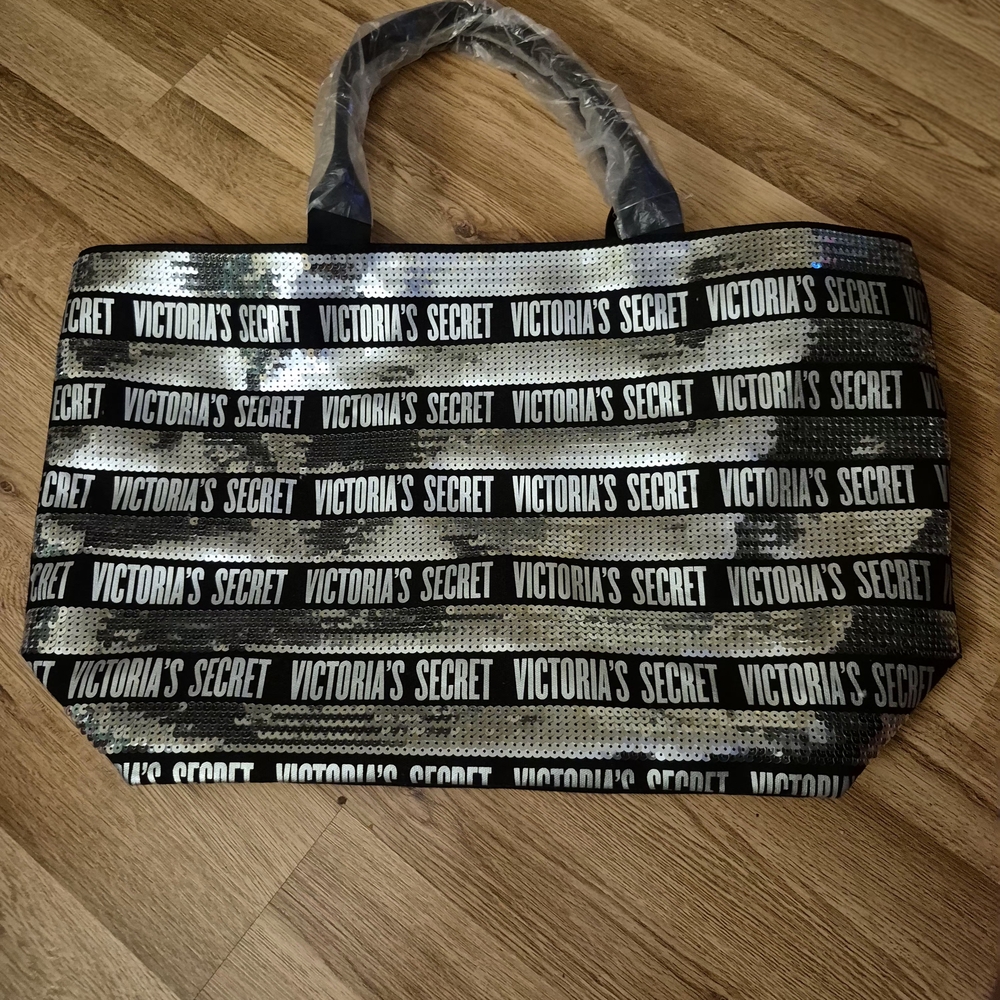Victoria's Secret Shimmering Black and Silver Tote NWT